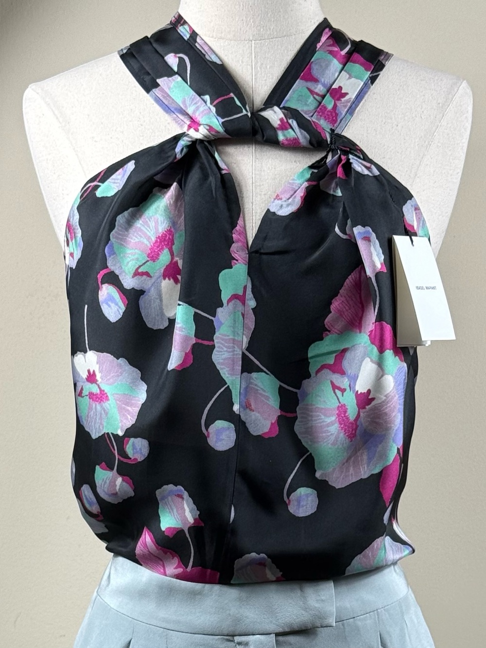 Isabel Marant Stephenea Silk Floral Halter Top FR 36 US 4
